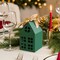 Wrapables Festive Christmas House Shaped Gift Boxes with Ribbons for Weddings, Housewarming, Cookies, Candies, Treats, Party Favors (Set of 10), Green